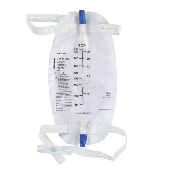 Urol Leg Bag Anti-Reflux Valve 750mL Vinyl w/Stp Image Product Image