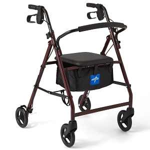 Walker Rollator Steel 6 Wheels Red 350Lb Cap Product Image